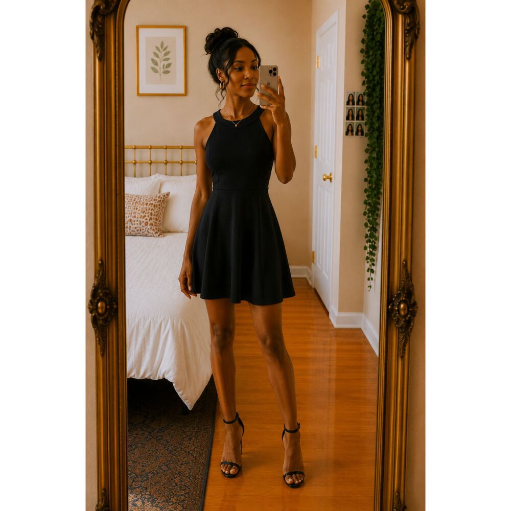 Copper Key Black Fit and Flare Cocktail Dress Size L